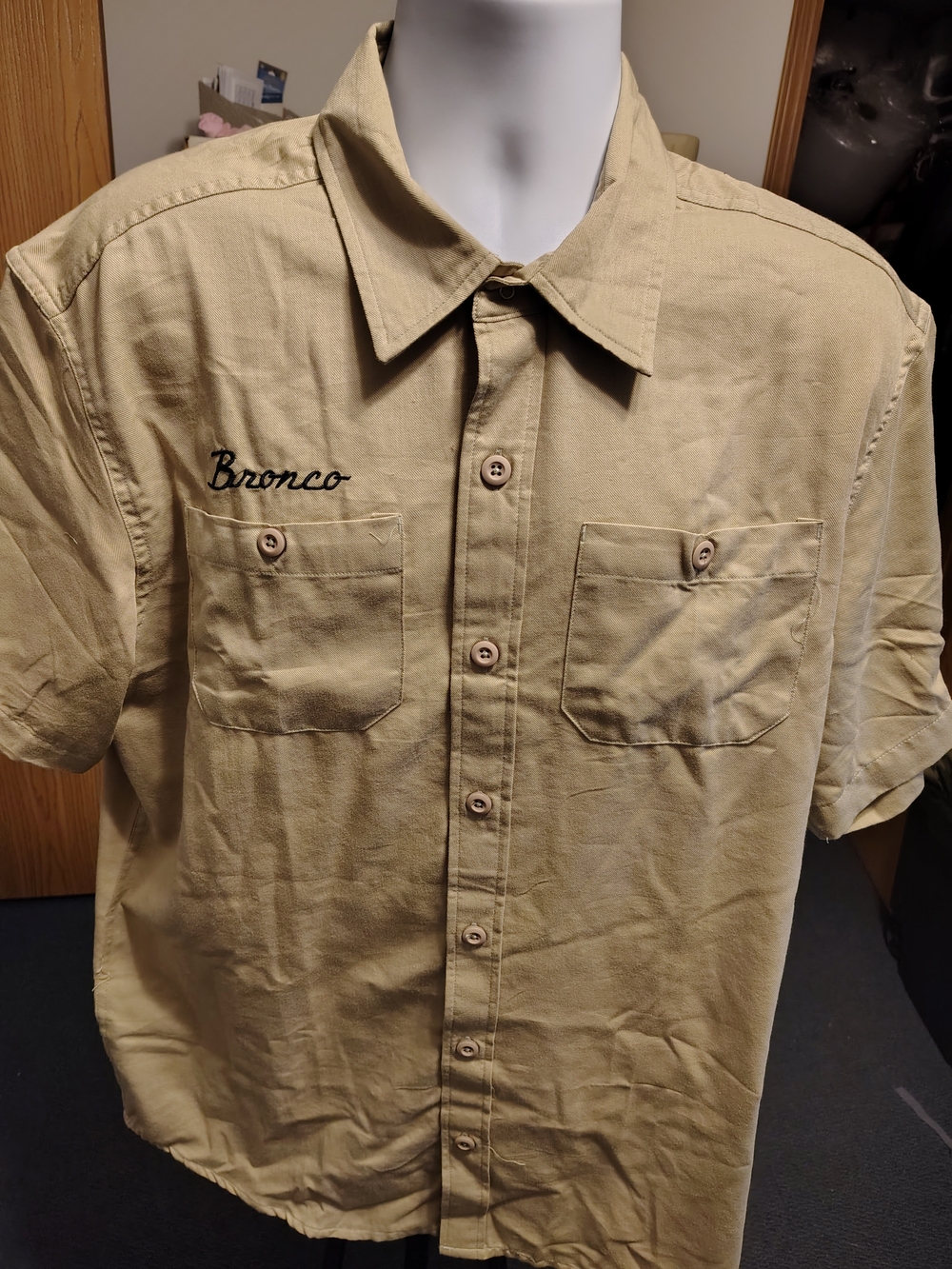 Ford Short-Sleeve Bronco Button-Down Shirt in Light Beige